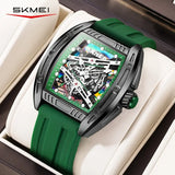 Fashion Men & Women Hollow Dial Barrel-Shaped Night Light Silicone Strap | Men & Women Quartz Watch