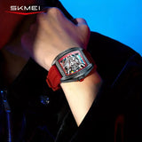 Fashion Men & Women Hollow Dial Barrel-Shaped Night Light Silicone Strap | Men & Women Quartz Watch