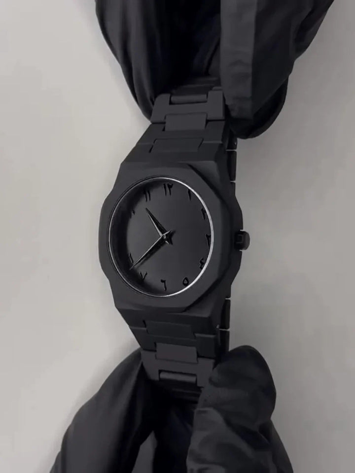 Arabic Black Aura Watch â€“ Sleek Elegance Meets Spiritual Precision