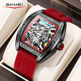 Fashion Men & Women Hollow Dial Barrel-Shaped Night Light Silicone Strap | Men & Women Quartz Watch