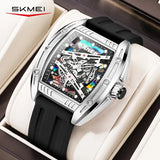 Fashion Men & Women Hollow Dial Barrel-Shaped Night Light Silicone Strap | Men & Women Quartz Watch
