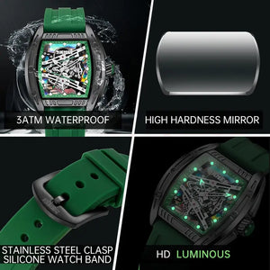 Fashion Men & Women Hollow Dial Barrel-Shaped Night Light Silicone Strap | Men & Women Quartz Watch
