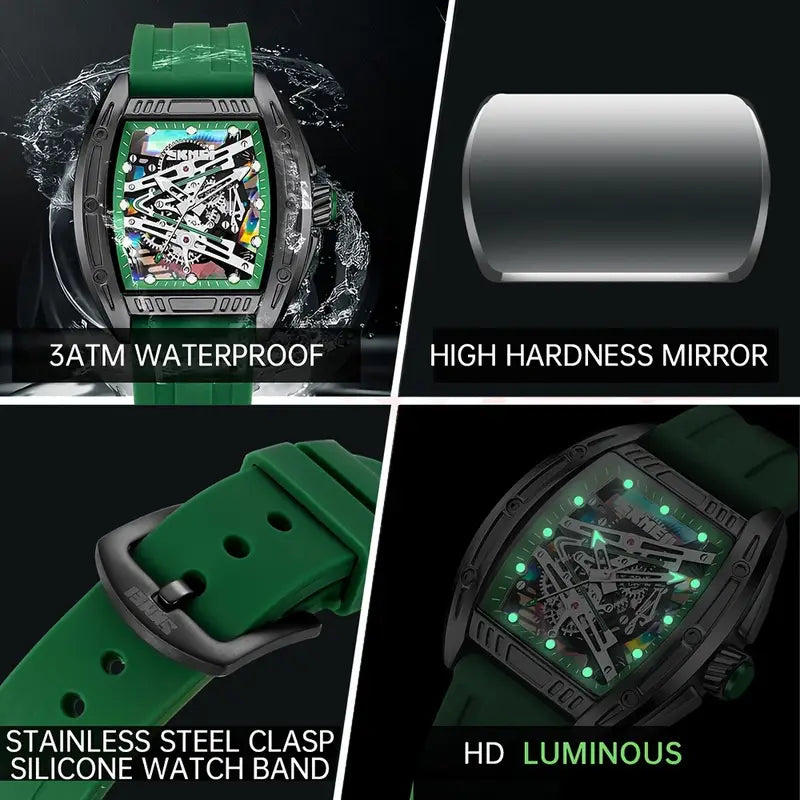 Fashion Men & Women Hollow Dial Barrel-Shaped Night Light Silicone Strap | Men & Women Quartz Watch