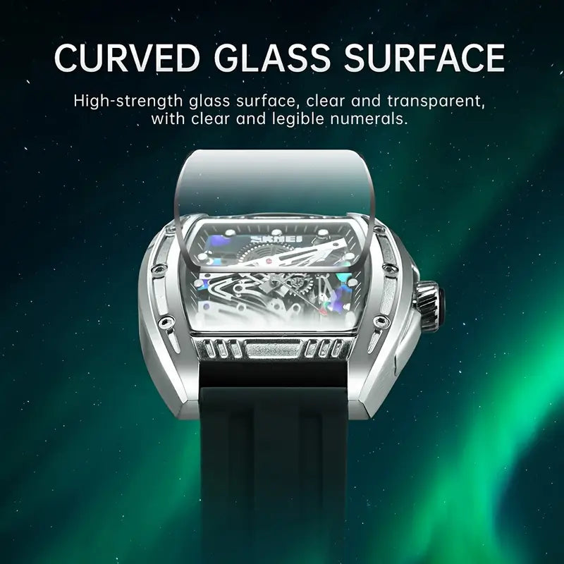 Fashion Men & Women Hollow Dial Barrel-Shaped Night Light Silicone Strap | Men & Women Quartz Watch