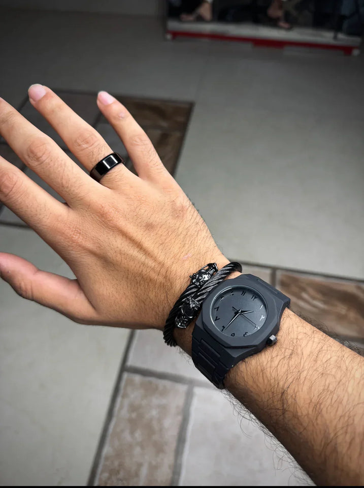 Arabic Black Aura Watch â€“ Sleek Elegance Meets Spiritual Precision