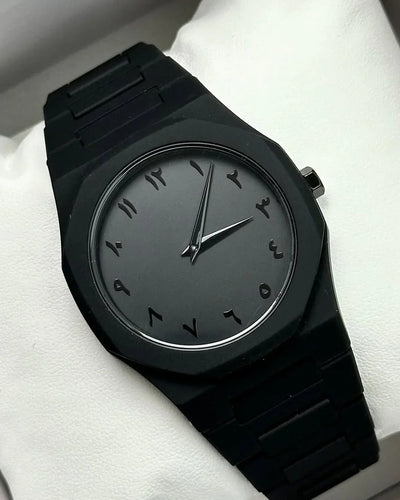 Arabic Black Aura Watch â€“ Sleek Elegance Meets Spiritual Precision