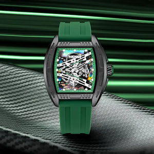 Fashion Men & Women Hollow Dial Barrel-Shaped Night Light Silicone Strap | Men & Women Quartz Watch