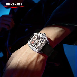 Fashion Men & Women Hollow Dial Barrel-Shaped Night Light Silicone Strap | Men & Women Quartz Watch