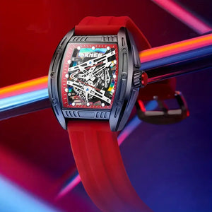 Fashion Men & Women Hollow Dial Barrel-Shaped Night Light Silicone Strap | Men & Women Quartz Watch